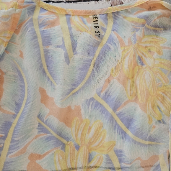 New Forever 21 Multicolored Sheer Bathing Suit Coverup - Picture 5 of 7